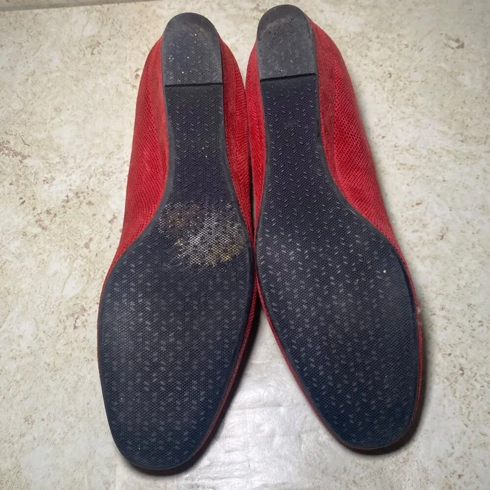 SAS Womens Red Leather Wedge Low‎ Heel Shoes Professional Career Office